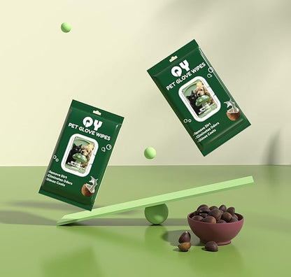 20-Pack Extra Thick Pet Cleaning Glove Wipes with Lid | Value Pack Dog & Cat Grooming Gloves | Rinse-Free Bath Wipes with Coconut, Aloe & Jojoba for Odor Control & Daily Care