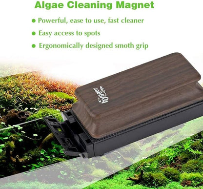 hygger Aquarium Strong Magnetic Cleaner Algae Magnet Cleaning Tool with Scraper Floating Brush for Fish Glass Tank M