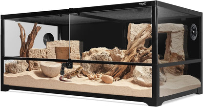 Glass Reptile Terrarium 18" x 18"x 48"Front Opening Chameleon Cage ull View Glass Terrarium Tank with Double Hinge Door for Reptiles Amphibians, Bearded Dragon Gecko Lizard Snake