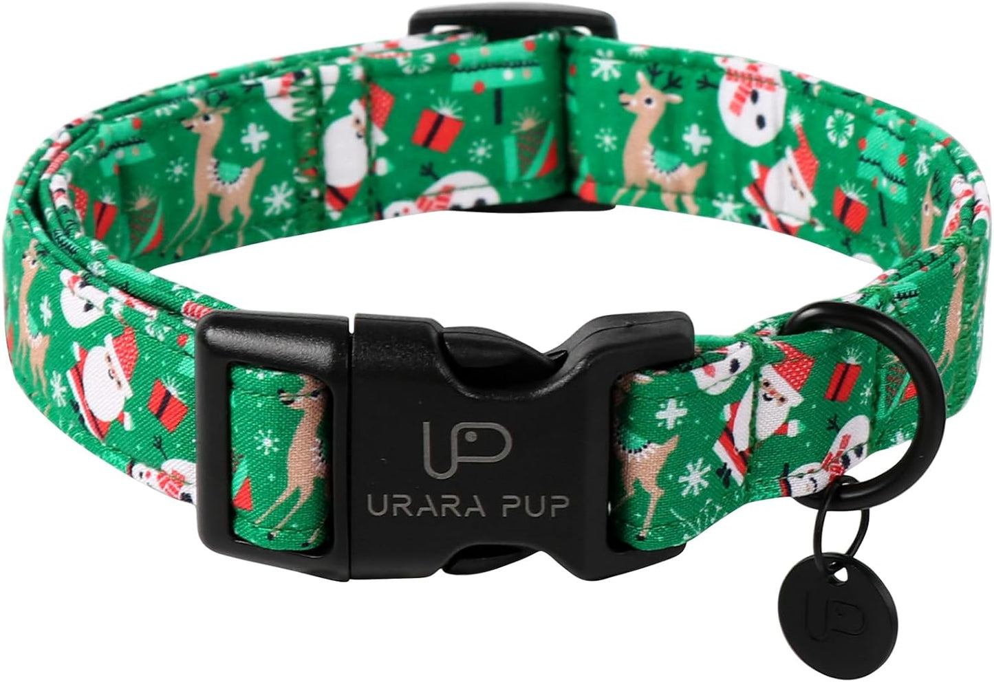 Christmas Santa Claus Dog Collar, Cute Christmas Elk Collar for Puppy Girl Boy Dog, Adjustable Green Dogs Collars for Small Medium Large Dogs