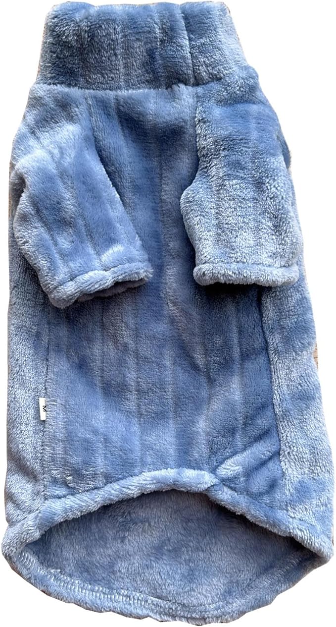 Turtleneck Sweater for Sphynx Cat Soft Coral Fleece Cat Clothes Thick Winter Warm Outfit Coat for Hairless Cats and Small Dogs Apparel with Sleeves (Blue, XL (9-13 lbs))
