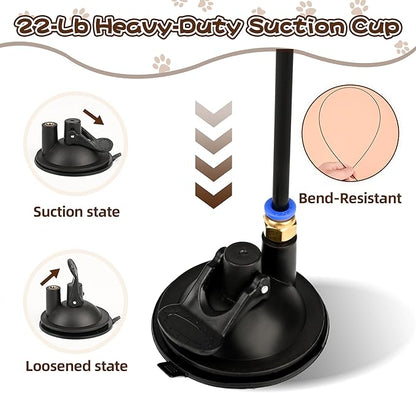 Cat Feather Toys, Enhanced Suction Cup Cat Toys, Interactive Cats Teaser Wand, 10pcs Fishing Pole Feathers Toy Replacements & 2pcs Bouncy Balls, 2 Types Door Hanging Cats String Toy