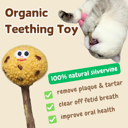 4 Pack Catnip & Silvervine Lollipops, Cat Chew Toy for Kitten Teething, Interactive Cat Toy for Bored Indoor Cats, Cat Kicker Toy