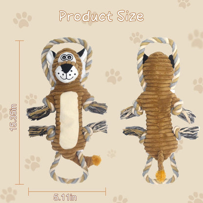 Squeaky Dog Toys, Interactive Tug of War Puppy Toys, Funny Plush Dog Chew Toys, Stuffed Dog Toys for Small,Medium and Large Dogs - Lion