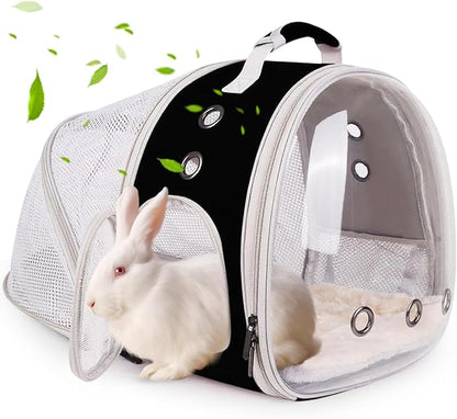 Back Expandable Backpack for Small Animals, Portable Travel Bag Breathable Pet Carrier Cages for Bunny, Guinea Pig, Bearded Dragon, Lizard, Rabbit, Squirrel, Tortoise, Kitten, Sugar Glider