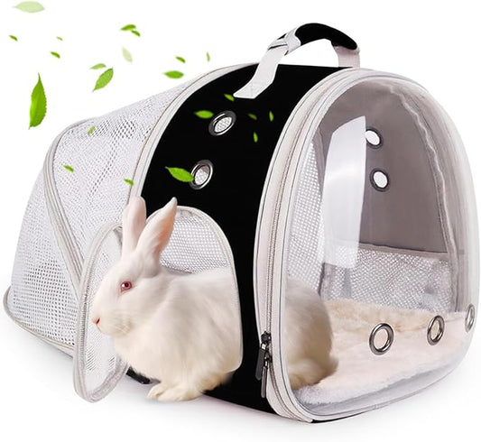 Back Expandable Backpack for Small Animals, Portable Travel Bag Breathable Pet Carrier Cages for Bunny, Guinea Pig, Bearded Dragon, Lizard, Rabbit, Squirrel, Tortoise, Kitten, Sugar Glider