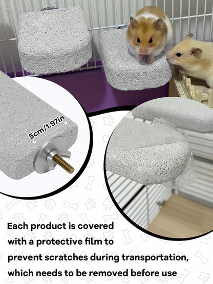 Lava Ledges for Rats 3 Pack Hamster Climbing Ledge Platform Pumice Ledge Shelf Pet Chewing Grinding Toys Small Animals Cage Accessories for Mouse Guinea Pig Gerbil Gray