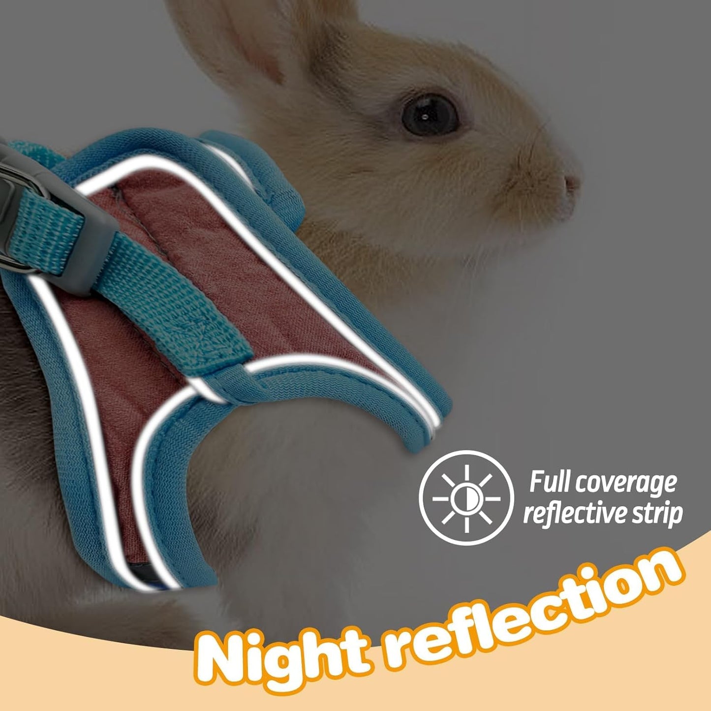 PINVNBY 2 Pack Bunny Hsrness and Leash Set Adjustable Rabbit Harness with Reflective Strips Double Buckle Pet Vest Eescape Proof for Small Rabbit Kitten Puppy Walks Accessories (Blue Pink, M)