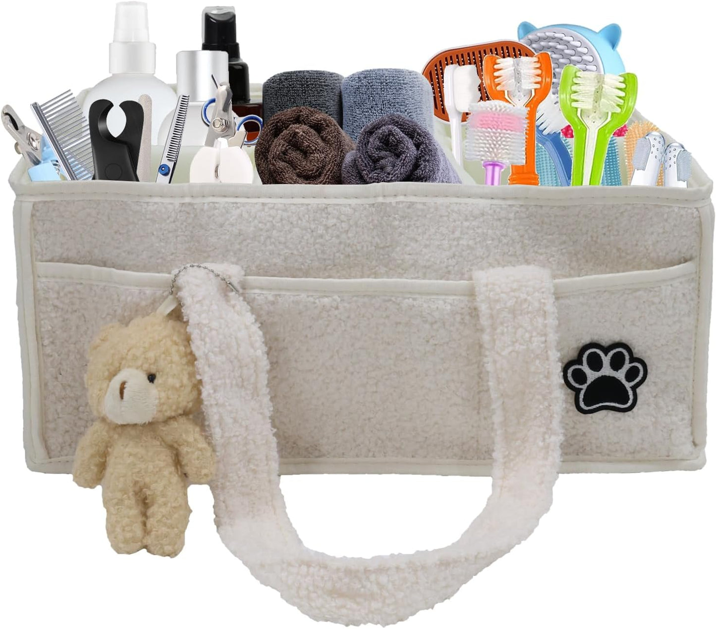 Pet Grooming Tote Bag,Large Capacity Dog Grooming Bag with Sturdy Handles,Multiple Compartments Dogs Travel for Supplies,Portable Pet Tote Organizer for Dogs,Cat Trimmer,Clipper,Combo,Brush