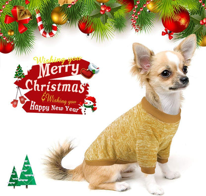 Idepet Pet Dog Classic Knitwear Sweater Fleece Coat Soft Thickening Warm Pup Dogs Shirt Winter Pet Dog Cat Clothes Puppy Customes Clothing for Small Dogs(XS,Yellow)