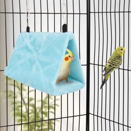 Wontee Bird Nest House Warm Bird Bed Hanging Hammock Snuggle Hut for Budgies Parakeets Caique Senegal Quaker Parrots Cockatiels Conures (Blue)