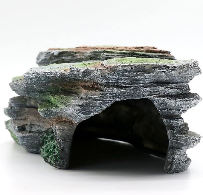 Reptile Resting Terrace Tortoise Climbing Platform Shale Scape Step Ledge, Reptile Cave Hideout Leopard Gecko Accessories Decorations, Great for Reptiles, Amphibians, Bearded Dragons, Lizard, Frogs