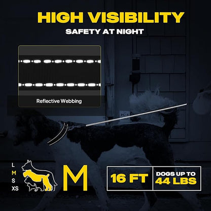 Fida Retractable Dog Leash, 16ft Heavy Duty Pet Walking Leash for Small/Medium Dog or Cat up to 44 lbs, Tangle Free. One-Hand Brake (Medium, Navy Blue)