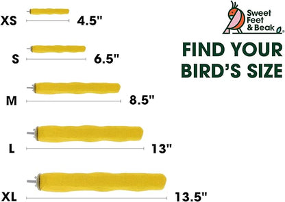 Sweet Feet and Beak Comfort Grip Safety Perch for Bird Cages - Pedicure Perch for Birds to Keep Nails and Beaks in Top Condition - Safe Easy to Install Bird Cage Accessories- L 13"