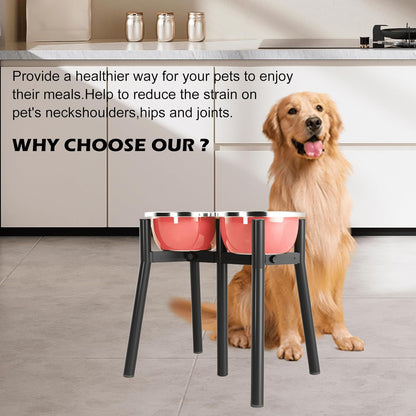 Raised Dog Bowl Stand for Large Dogs, Adjustable Width 7-10.6, 13.7 inch Tall Dog Food Water Stand,Bowl Not Include