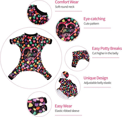 CuteBone Small Dogs Valentines Outfit Soft Puppy Onesies Pjs Dog Pajamas Pet Coat Cat Apparel Comfy Doggie Jumpsuit Bodysuit for All Seasons P272XL