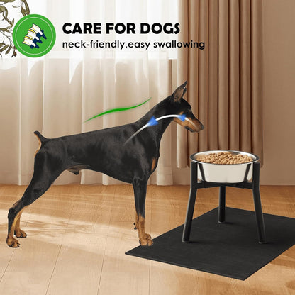 Dog Bowl Stand for Medium Large Dogs with Mat, Adjustable Width Elevated Dog Bowls for 7-10.6" Wide Bowls, Raised Food Water, 11 inch Tall Single Holder, Bowl Not Included