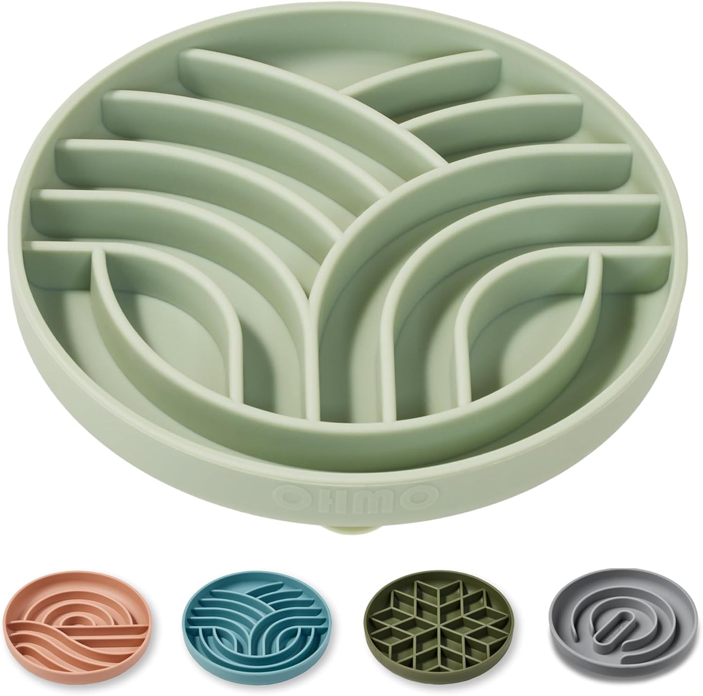 OHMO Slow Feeder Dog& Cat Bowl, Silicone Puppy Cat Food Bowl with Anti-Slip Suction Cup Slow Down Small Dogs Eating, Anti Choking (S-Tree of Life,Sage Green)