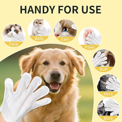 MIOSSZI 24 PCS Pet Gloves Wipes for Dogs & Cats Wipes Cleaning Deodorizing Hypoallergenic No-Rinse Pet Grooming Wipes Unscented Extra Thick Bathing Wipes for Pet Dry Cleaning Daily Care and Travel