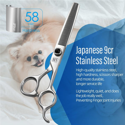 Dog Grooming Scissors: 6.5 inch Pet Blender Shears Made Of Japanese 9CR Advanced Stainless Steel Professional Grooming Scissors for Dogs Cats and Other Pets