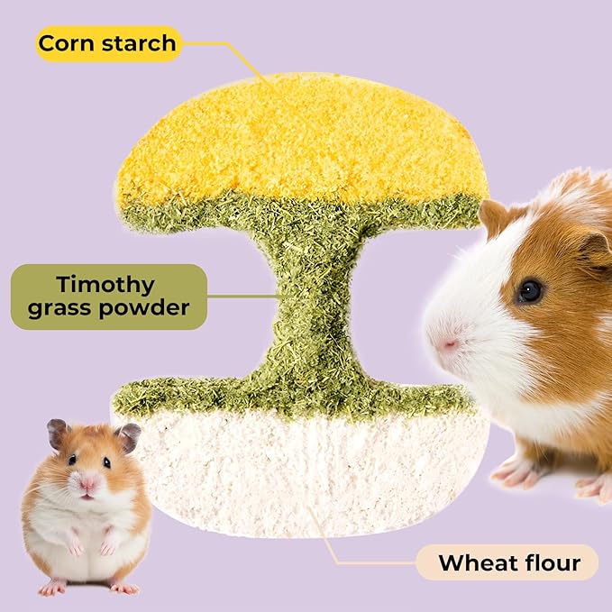 mini&moe Hamster Chew Toys for Teeth - Guinea Pig Chew Toys for Teeth Food Chews Treats Hamster Cage Accessories for Rabbit, Bunny, Chinchilla, Rat and Small Animal 3.1in Apple Core Shaped