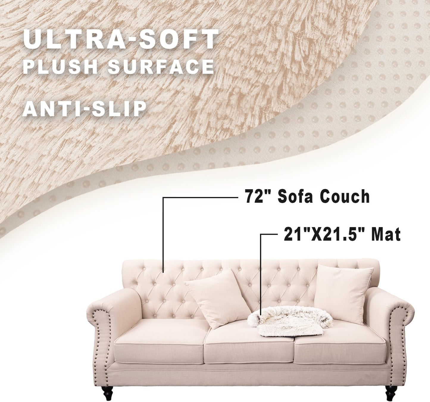 Calming Dogs/Cats Bed Mats, Dog Pad Washable Removable Couch Cover, Plush Long Fur Mat for Pets, Waterproof Lining, Perfect for Small, Medium and Large Dogs and Cats (Gradient Brown, 21"x21")