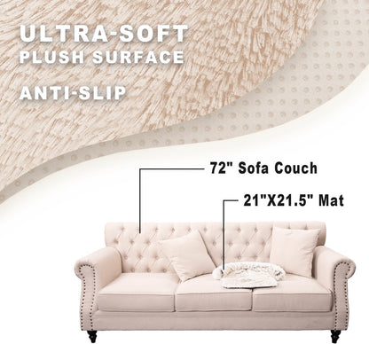 Calming Dogs/Cats Bed Mats, Dog Pad Washable Removable Couch Cover, Plush Long Fur Mat for Pets, Waterproof Lining, Perfect for Small, Medium and Large Dogs and Cats (Gradient Brown, 21"x21")