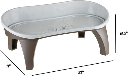 Dog Bowl Stand - 8.5 Inch Tall Feeding Tray for Dogs and Cats, Dog Bowl Stands for Large Dogs with Splash Guard and Non-Skid Feet by Petmaker (Brown)