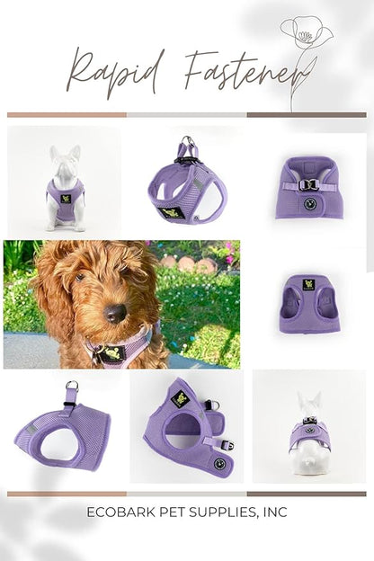 EcoBark Teacup Dog Harness - Step in Luxury Dog Harnesses for Teacup Breed Dogs - Reflective and Adjustable Mini Body Halter Vest -Tiny Soft Mesh Toy Breed Harness (Lavender, XXS)