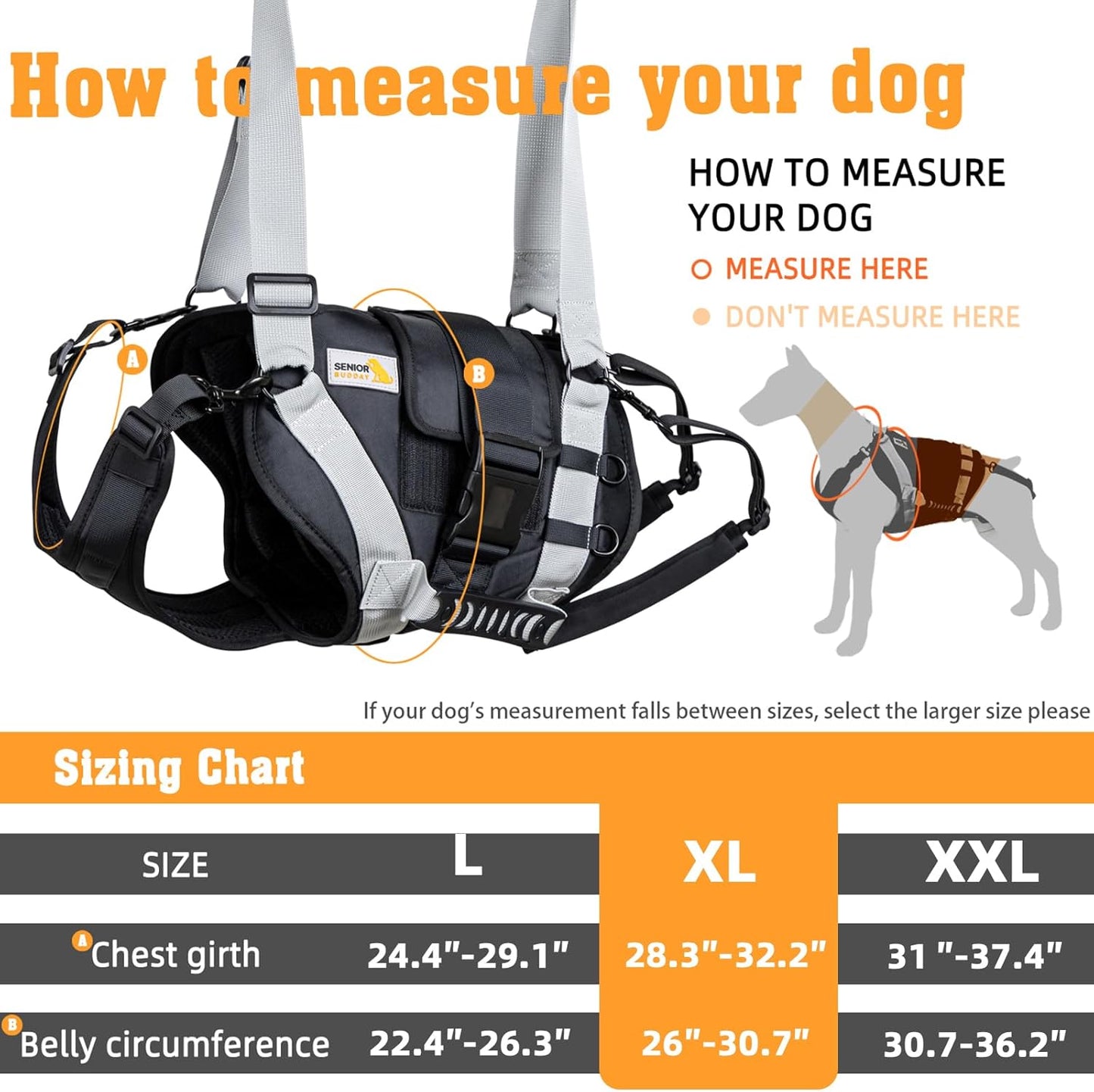 Dog Lift Harness for Large Dogs,Full Body Dog Sling Carrier with Handle,for Up Stair/Back Legs Support/Dogs Joint Injuries/Arthritis (X-Large)