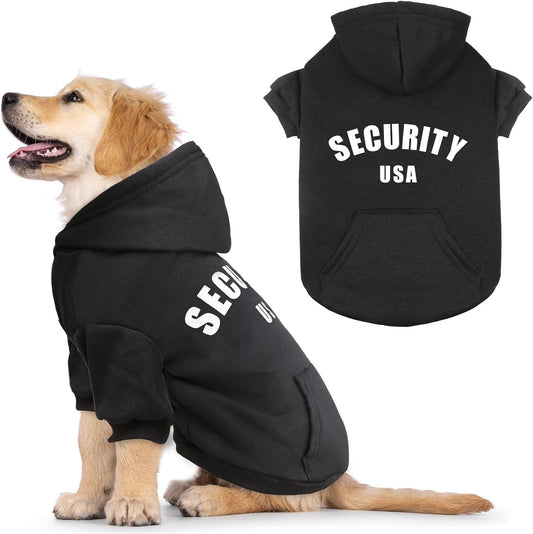 Dog Sweaters for Small Dogs Security Dog Hoodie Warm Cozy Brushed Fleece Interior Clothes with Pocket Hoodie for Small Dogs Puppy Sweatshirt(S)