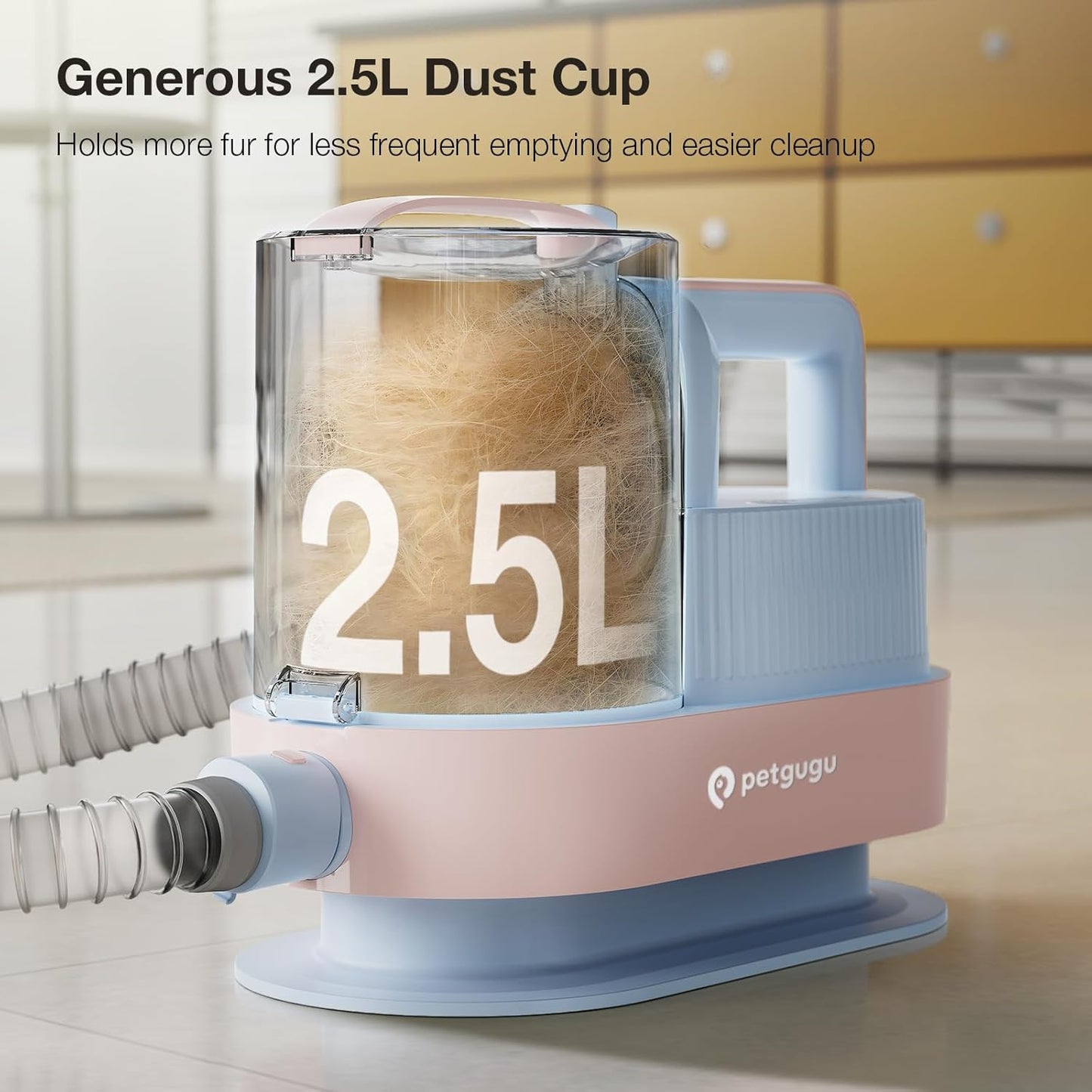 Dog Grooming Vacuum Kit with Clippers, 7-in-1 Pet Hair Grooming Set for Dogs, Hair Dryer with 3 Heat Settings, 11000Pa Suction, 2.5L Dustbin(Powder Blue & Pink)