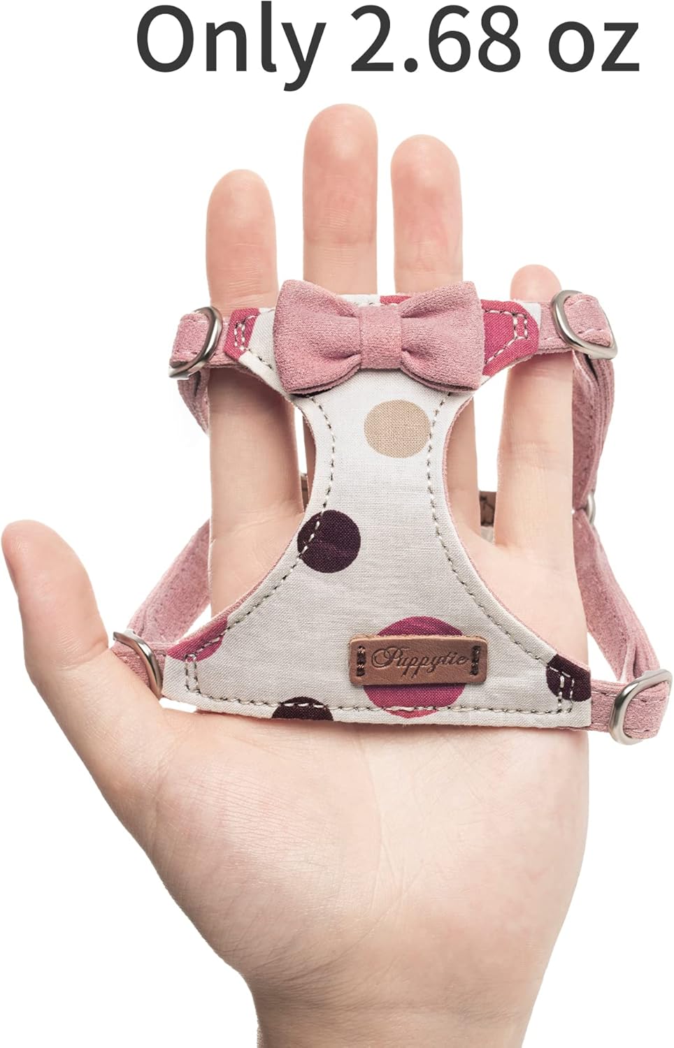 Puppytie No Pull Dog Harness with Multifunction Dog Leash,Soft Adjustable No Choke Escape Proof Pet Harness Vest for Medium Dogs,Polka dots Pink,M