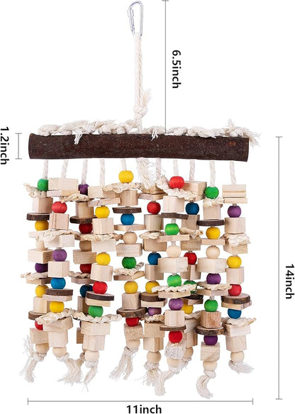 Deloky Large Bird Parrot Chewing Toy -Natural Wooden Blocks Bird Parrot Tearing Toys Suggested for Large Macaws cokatoos,African Grey and a Variety of Amazon Parrots (Natural)