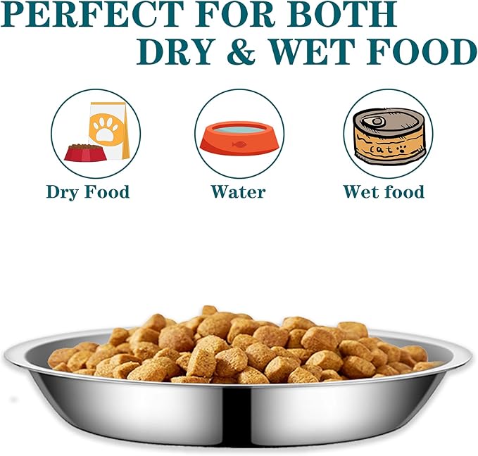4Packs Cat-Bowls Cat Food Bowl - 6.1 Inch Stainless Steel Cats Feed Bowl for Indoor Cats Shallow and Wide Wet Food Plate Pet Feeding Whisker Fatigue Relief Pet Plate for Kitten Puppy Small Dog