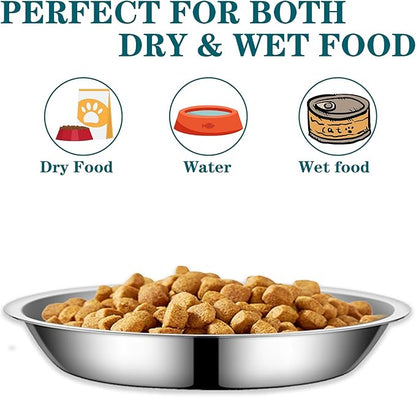 4Packs Cat-Bowls Cat Food Bowl - 6.1 Inch Stainless Steel Cats Feed Bowl for Indoor Cats Shallow and Wide Wet Food Plate Pet Feeding Whisker Fatigue Relief Pet Plate for Kitten Puppy Small Dog