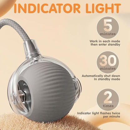 Rocfish Durable Interactive Cat Toys for Indoor Cats, Smart Automatic Cat Chase Ball Toy, Upgraded Speedy Tail Kitten Toy for Bored Indoor Adult Pets (Grey)