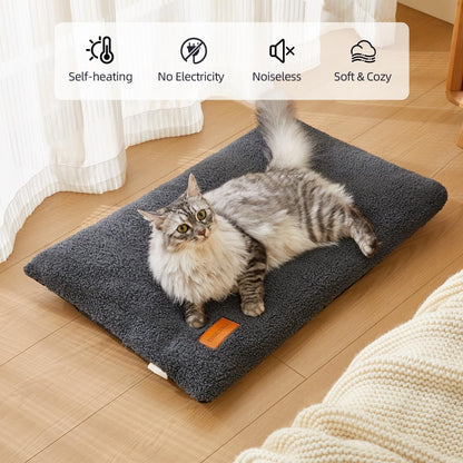 Self Warming Cat Bed Self Heating Pad 24 x 18 inch Thermal Pet mat for Indoor Outdoor Pets Double Filled Cat Mat with Washable Removable Cover Non-Slip Bottom (Dark Gray)