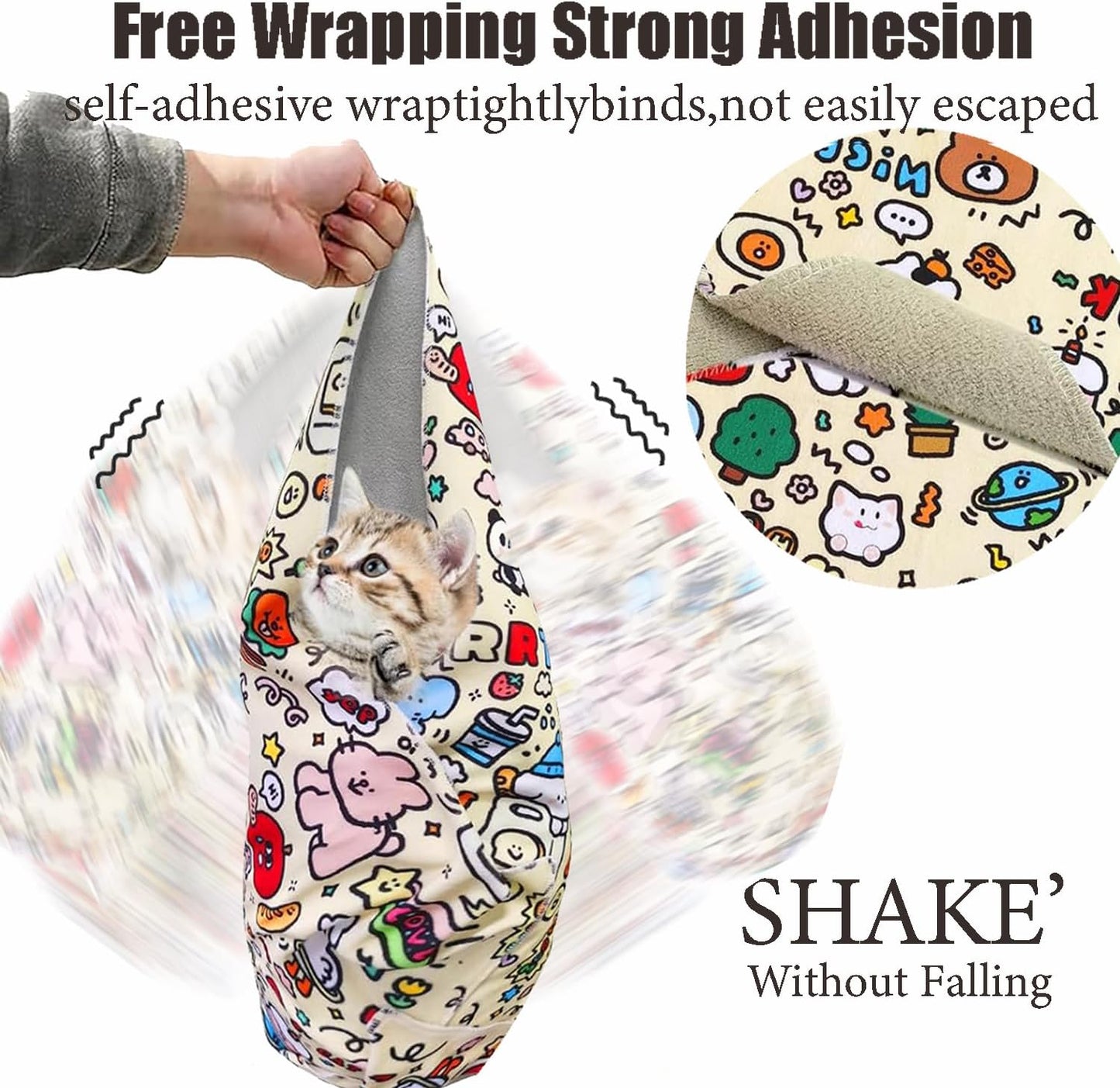 35.5'' Cat Grooming Wrap Cat Wrap for Cutting Nails, Anti-Escape Cat Restraint Wraps for Medicine Nail Clipping Ear Cleaning, Self-Adherent Cat Swaddle Wrap with Nail Clipper - Within 22lbs