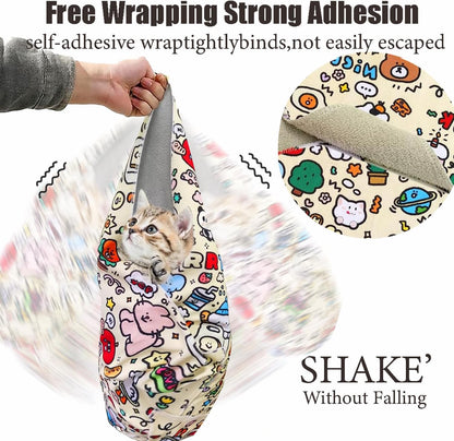 35.5'' Cat Grooming Wrap Cat Wrap for Cutting Nails, Anti-Escape Cat Restraint Wraps for Medicine Nail Clipping Ear Cleaning, Self-Adherent Cat Swaddle Wrap with Nail Clipper - Within 22lbs