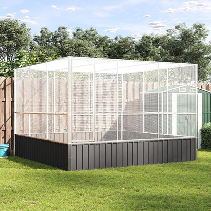 Galvanized Steel Large Flight King Bird Cage, Steel Outdoor Aviary, Outdoor Indoor Large Bird Cage Aviary Pet House for Cockatiels African Parakeets, 122.4"x120.9"x83.5",-303