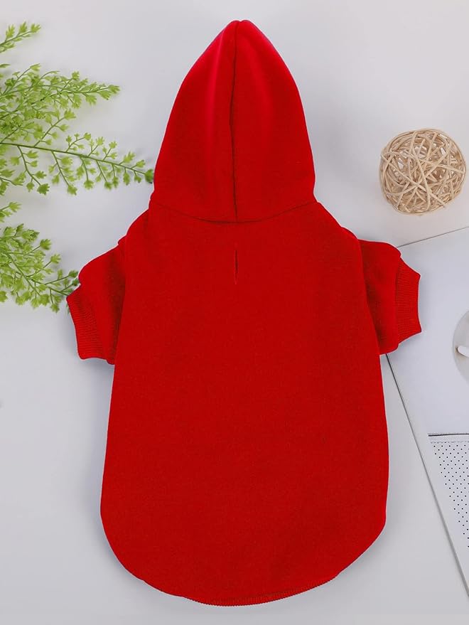 QWINEE Basic Dog Hoodie Sweatshirt Puppy Sweater Warm Cat Costumes Pet Clothes for Chihuahua Puppy Kitten Small Medium Dogs Red Small
