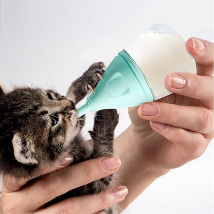 RockTech Ergonomic Kitten Bottle Feeding kit, Puppy Bottles for Nursing Puppy Milk -40ml Anti-Choking Slow Flow Nursing Bottle for Newborn Kittens/Puppies/Small Animals,Silicone Feeder (Blue)