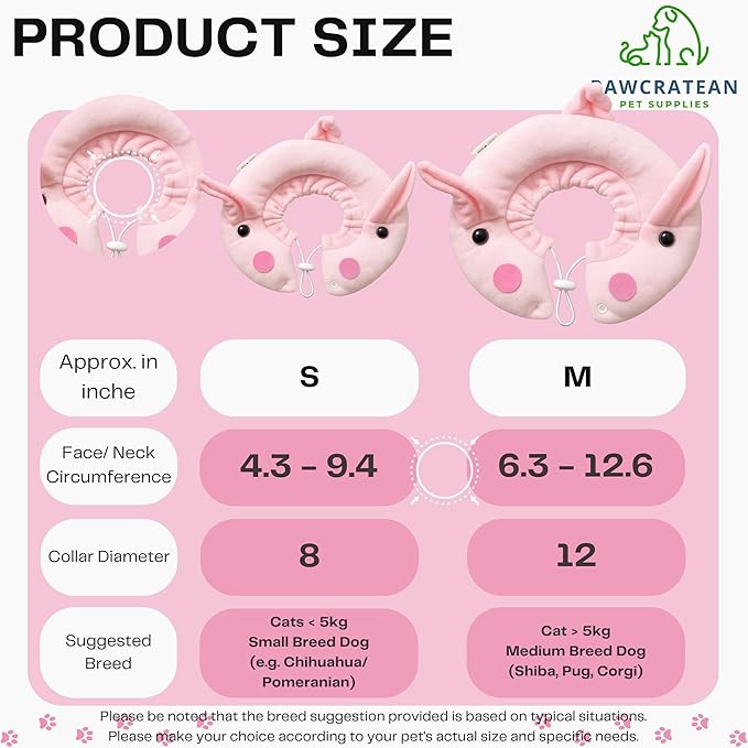 Adjustable Comfy Flower Style Elizabeth Collar for Cats Puppies Soft Recovery Cone Pet Protective Neck Collar (Pink Pig (Open Ring), Small)