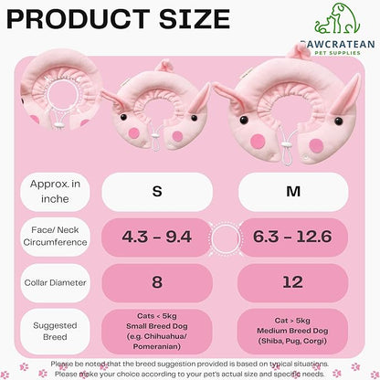 Adjustable Comfy Flower Style Elizabeth Collar for Cats Puppies Soft Recovery Cone Pet Protective Neck Collar (Pink Pig (Open Ring), Small)