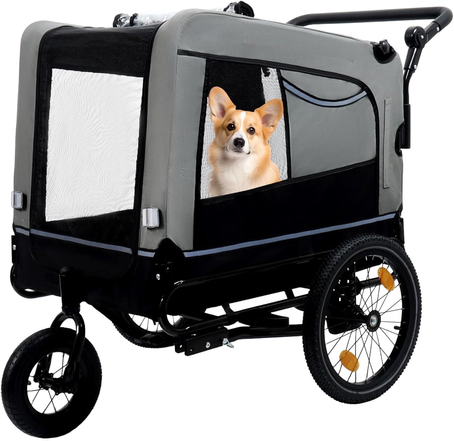 Pet Bike Trailer for Dogs, 88LBS Capacity Dog Bicycle Trailer with 20" Pneumatic Rubber Wheels, Multi-Directional Ventilation, Waterproof Cover, Perfect for Cycling with Pets