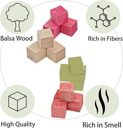 16 PCS Fruity Balsa Wood Chew Animal Toy for Rabbits Natural Chew Blocks for Hamster Chinchilla Guinea Pig,Molar Treats Snack for Small Animals Teeth Care (20x20x20mm)