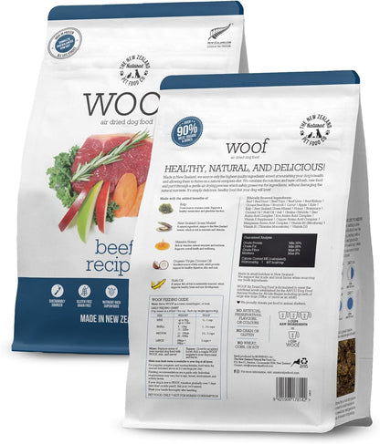 The New Zealand Natural Pet Food Co WOOF Air Dried Dog Bites - Beef Recipe, Air Dried Dog Food, High Protein Beef Food, Healthy Dog Food, 26.5 oz