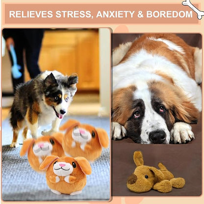 BABORUI Interactive Dog Toys Puppy, Jumping Squeaky Dog Toys with Recording and Music Modes, Rechargeable Moving Dog Chew Toys for Small/Medium/Large Dogs to Keep Them Busy(Puppy)