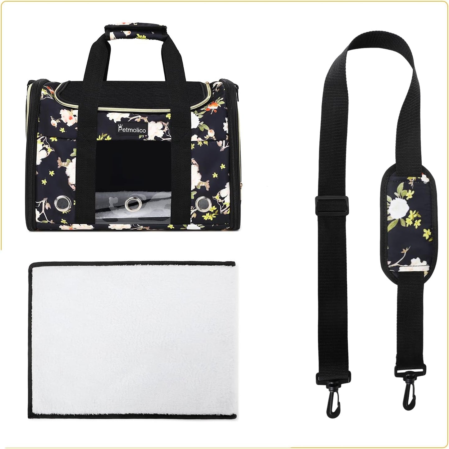 Petmolico Cat Carrier Soft-Sided Pet Bag for Small Medium Cats Puppies 16LBs - Airline Approved Pet Travel Carrier 3 Open Doors (Medium,Mixed Yellow)